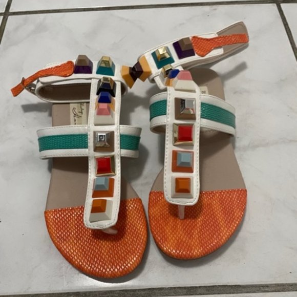 Size 6 Colorful Stud Sandals - Picture 1 of 2